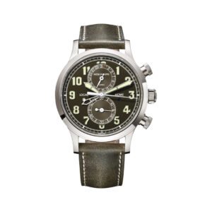 Calatrava Pilot Travel Time 5924G-010 Flyback Chronograph White Gold Khaki Green Dial 42mm