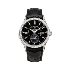 Grand Complications 5217P-001 Perpetual Calendar Moon Phase Platinum Baguette Diamond Bezel Black Dial 39.5mm