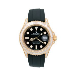 Yacht Master M226668TBR Yellow Gold Baguette Diamonds Bezel 42mm Black Dial