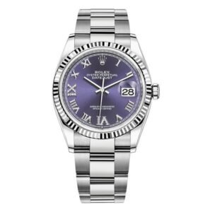 Datejust 126234 Aubergine Roman Vi And Ix Diamonds Dial 36Mm Stainless Steel Oyster Bracelet