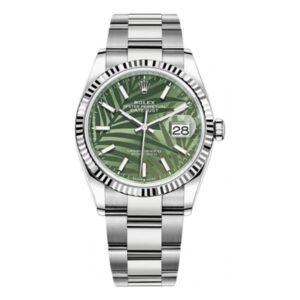 Datejust 126234 OGPMIJ 36Mm Olive Green Palm Chronometer