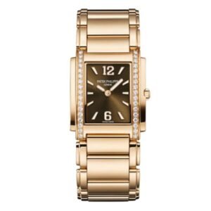 Twenty~4 4910/1201R-001 Chocolate Brown Dial Diamond-Set Bezel 25Mm X 30Mm 18K Rose Gold