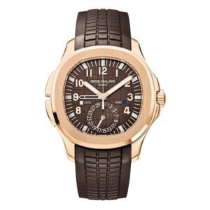 Aquanaut 5164R-001 Brown Dial Travel Time 40.8Mm 18K Rose Gold Brown Rubber Straps