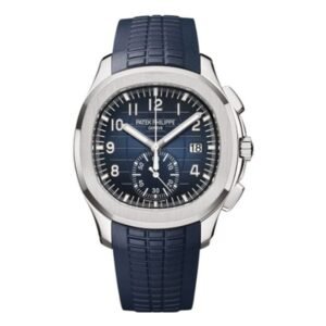 Aquanaut 5968G-001 Blue Dial Flyback Chronograph 42.2mm18K White Gold Mid Night Blue Rubber Straps