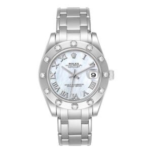 Pearlmaster 81319 Midsize Mother Of Pearl Roman 34Mm White Gold Diamond