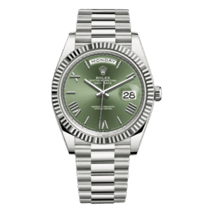 Day-Date 228239 Ogrp Olive Green Beveled Roman Fluted Bezel Dial 40Mm 18Kt White Gold Jubilee Bracelet