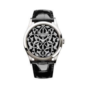 Calatrava 5088/100P-001 Automatic Crocodile Skin 38mm Black Dial