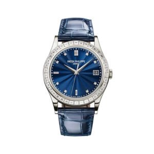 Calatrava 5298P-014 Platinum with Baguette Diamond Bezel Automatic 38mm Blue Dial