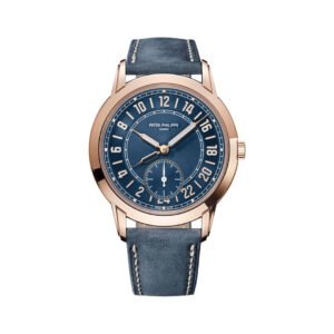 Complications Calatrava 5224R-001 Travel Time 18K Rose Gold 24-hour display Blue Dial 42mm