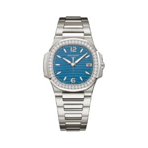 Nautilus 7010/1G-013 White Gold Azure Blue Dial Diamond Bezel 32mm