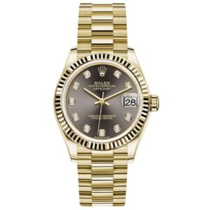 Datejust M278278-0036 Fluted Bezel Yellow Gold Dark Grey Diamond
