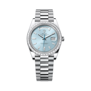 Day Date 228396TBR Automatic Platinum Baguette Bezel 40MM Ice Blue Dial