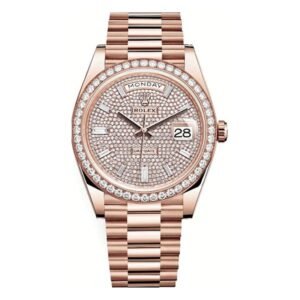 Day-Date 228345Rbr Dpbdp 40Mm Pave Baguette Rose Gold And Diamond Bezel