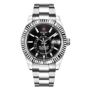 Sky Dweller 326934 Bk Black Indices Dial White Gold Bezel 42Mm Stainless Steel Oyster Bracelet