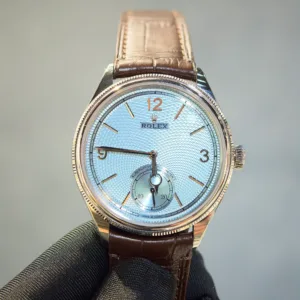 BRAND NEW PERPETUAL 1908 PLATINUM m52506-002 ICE BLUE DIAL WITH MATT BROWN ALLIGATOR LEATHER STRAP 39 mm