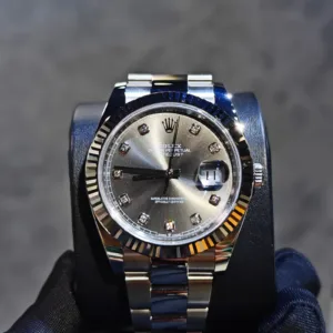 BRAND NEW 126334-0005 126334 GREY DIAL WITH DIAMOND WHITE GOLD STEEL DATEJUST INDEX 41MM OYSTER STRAP