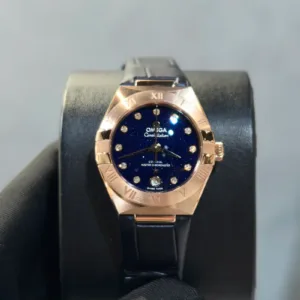 BRAND NEW 131.53.29.20.53.001 13153292053001 BLUE DIAL YELLOW GOLD ON LEATHER STRAP CONSTELLATION 29 MM