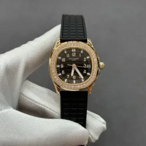 Patek Philippe Aquanaut 5067A RG PPF 1:1 Best Edition Black Textured Dial on Black Rubber Strap Ronda Quartz
