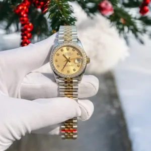 ROLEX DATEJUST 31MM YELLOW DIAL WITH MOISSANITE DIAMONDS