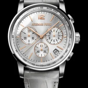 Audemars Piguet Code 11.59 Chrono 26393 SS APSF 1:1 Best Edition Silver Dial On Gray Leather Strap Super Clone SA4401