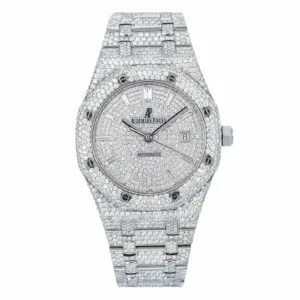 Audemars Piguet Royal Oak 41MM Silver Dial Iced Out 25.25 15400ST Super Clone