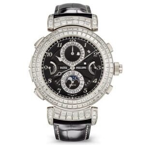 Grandmaster Chime 6300/400G-001 Black Dial White Gold Diamond Watch 49.4mm