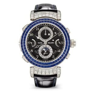 Grandmaster Chime 6300/401G-001 Black Dial White Gold Sapphire Watch 49.4mm
