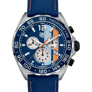 Tag Heuer Formula 1 Blue & Orange Dial Chronograph Quartz Leather Strap Men?s Watch 43mm CAZ101N.FC8243