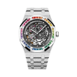Frosted Finish Skeleton Watch – 41mm Luxury Crystal Bezel Design