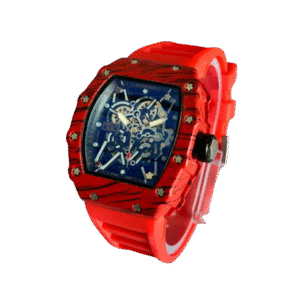 Red Quartz Style Skeleton Tourbillon Watch – Premium Bridge Design Timepiece