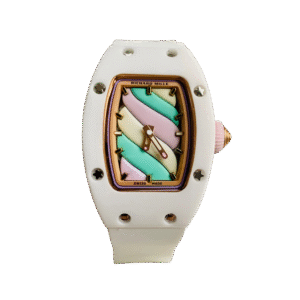 Colorful Dial Luxury Watch – White Strap Premium Designer Timepiece