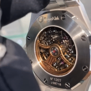 Audemars Piguet Royal Oak Double Balance Wheel Openworked Frosted White Gold Ruby Bezel